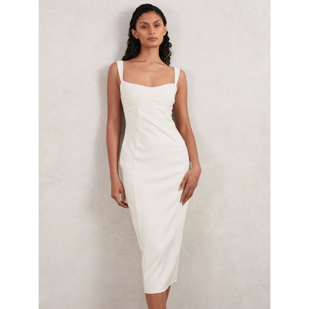 Good American Rhinestone Midi Dress Cloud White XS New Bodycon Sculpting